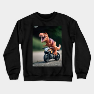 Dinosaur on Motorbike Crewneck Sweatshirt